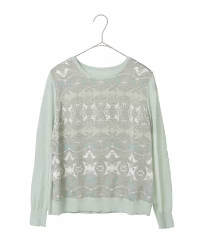 PYFEE03390  [アンサンブル対応]レーシーオーナメントプリントトップス