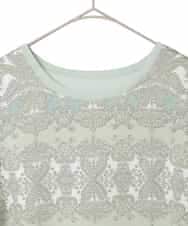 PYFEE03390 CHRISTIAN AUJARD(小さいサイズ)(メゾン ドゥ サンク) [アンサンブル対応]レーシーオーナメントプリントトップス グリーン系