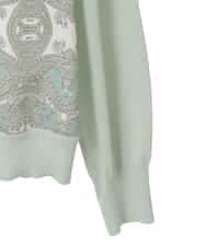 PYFEE03390 CHRISTIAN AUJARD(小さいサイズ)(メゾン ドゥ サンク) [アンサンブル対応]レーシーオーナメントプリントトップス グリーン系