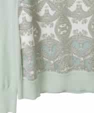 PYFEE03390 CHRISTIAN AUJARD(小さいサイズ)(メゾン ドゥ サンク) [アンサンブル対応]レーシーオーナメントプリントトップス グリーン系