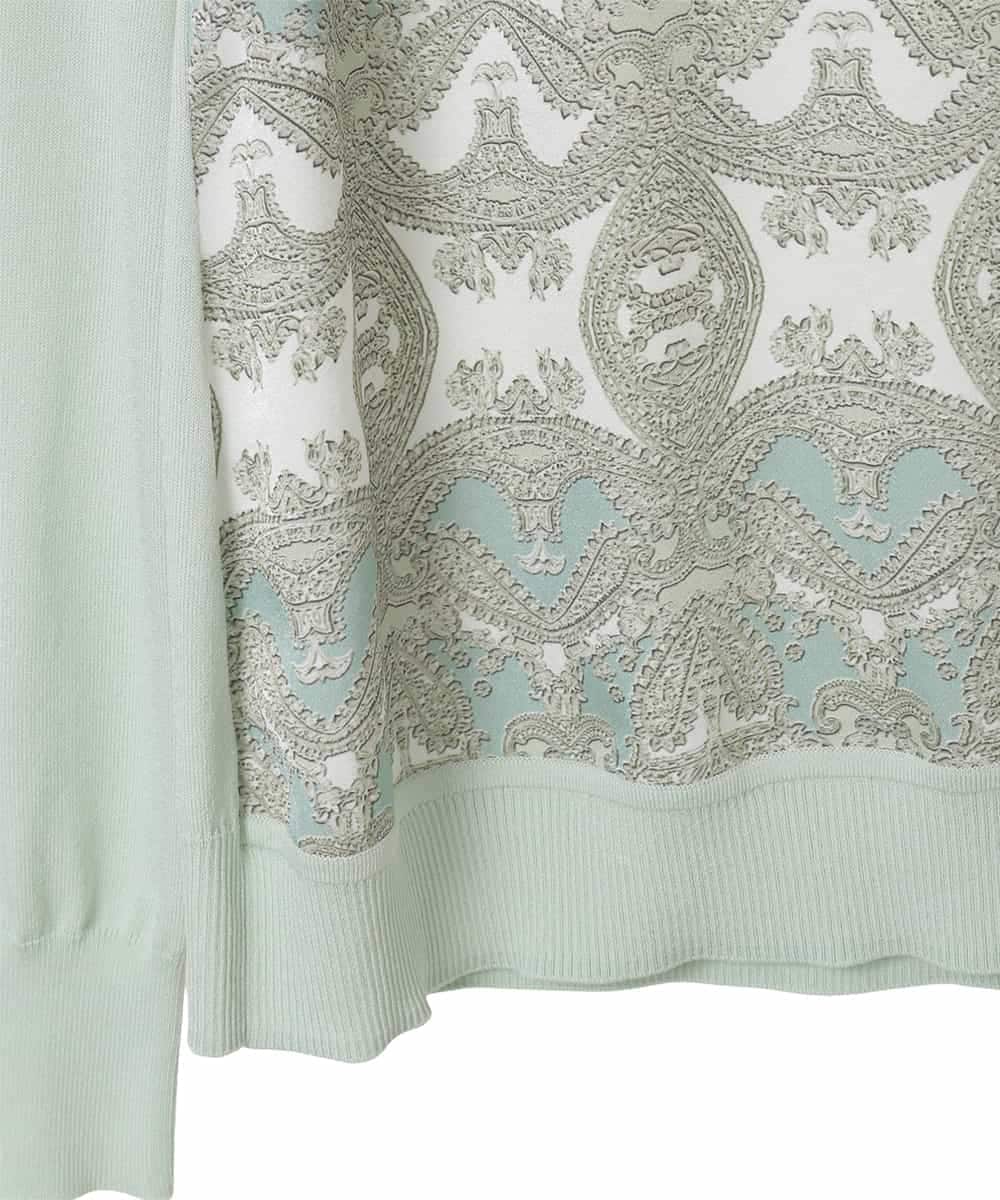 PYFEE03390 CHRISTIAN AUJARD(小さいサイズ)(メゾン ドゥ サンク) [アンサンブル対応]レーシーオーナメントプリントトップス グリーン系