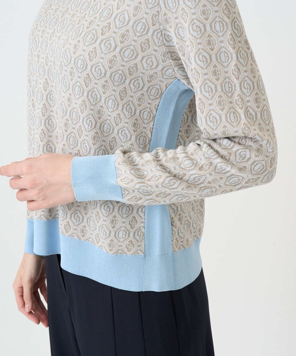 PYFEE13330 CHRISTIAN AUJARD(小さいサイズ)(メゾン ドゥ サンク) ジオメトリックジャガードニットプルオーバー ピンク