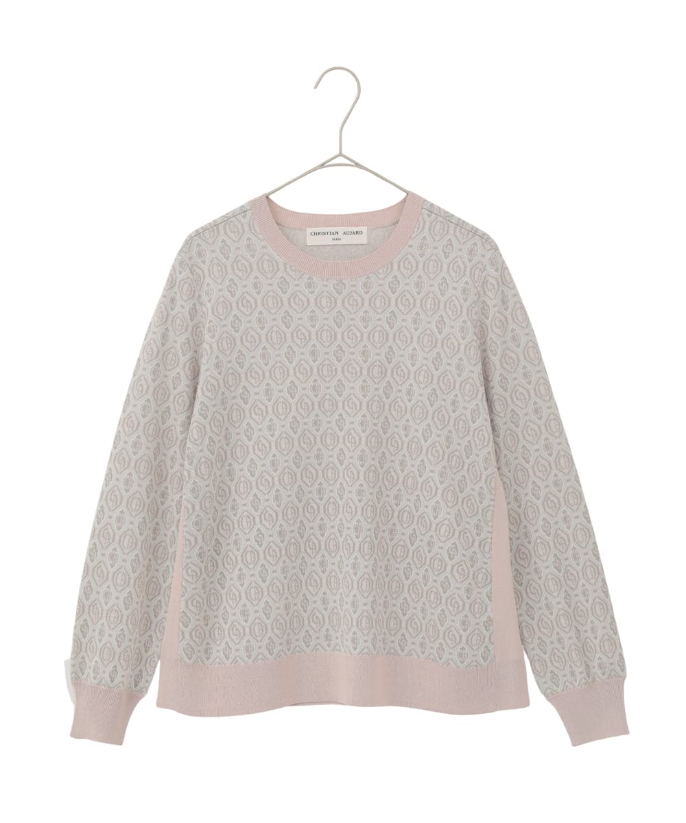 PYFEE13330 CHRISTIAN AUJARD(小さいサイズ)(メゾン ドゥ サンク) ジオメトリックジャガードニットプルオーバー ピンク
