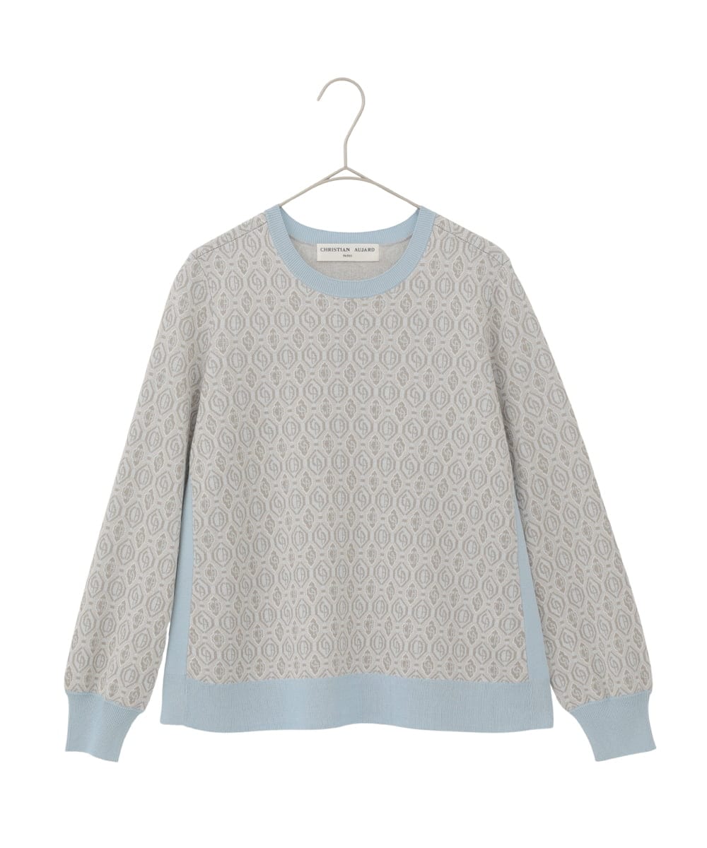 PYFEE13330 CHRISTIAN AUJARD(小さいサイズ)(メゾン ドゥ サンク) ジオメトリックジャガードニットプルオーバー ピンク