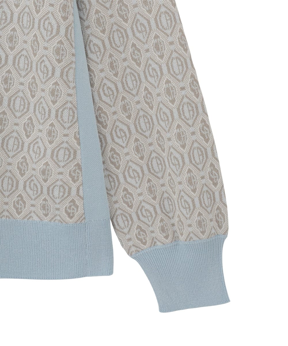 PYFEE13330 CHRISTIAN AUJARD(小さいサイズ)(メゾン ドゥ サンク) ジオメトリックジャガードニットプルオーバー ピンク