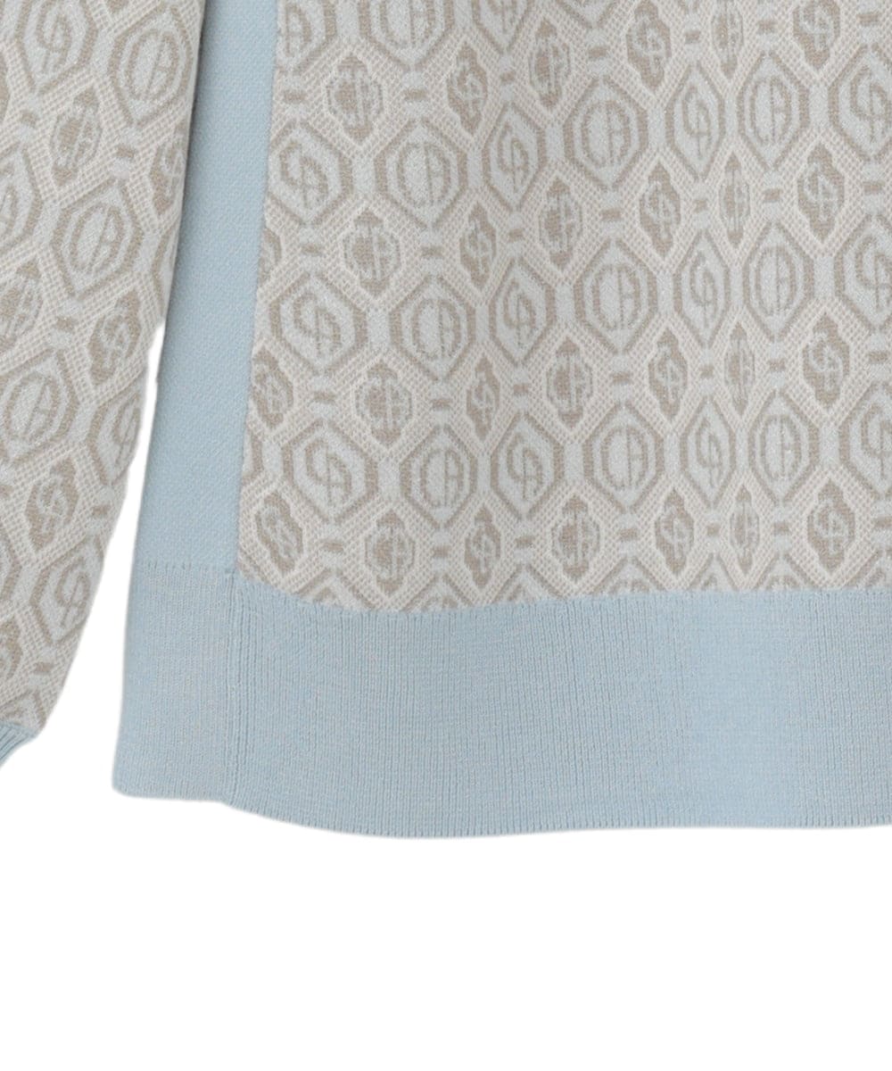 PYFEE13330 CHRISTIAN AUJARD(小さいサイズ)(メゾン ドゥ サンク) ジオメトリックジャガードニットプルオーバー ピンク