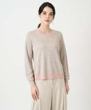 PYFEE13330 CHRISTIAN AUJARD(小さいサイズ)(メゾン ドゥ サンク) ジオメトリックジャガードニットプルオーバー ピンク