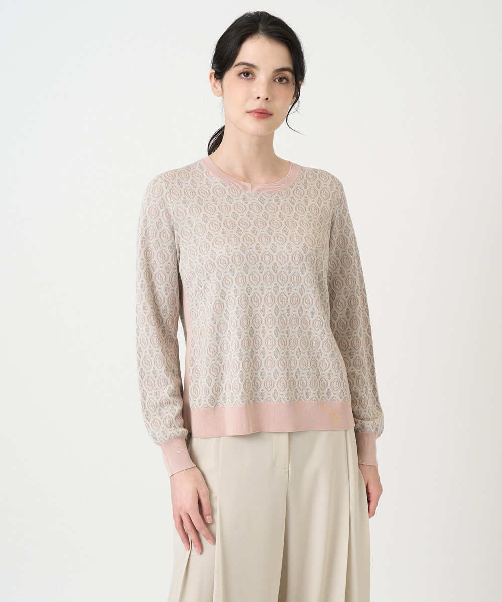 PYFEE13330 CHRISTIAN AUJARD(小さいサイズ)(メゾン ドゥ サンク) ジオメトリックジャガードニットプルオーバー ピンク