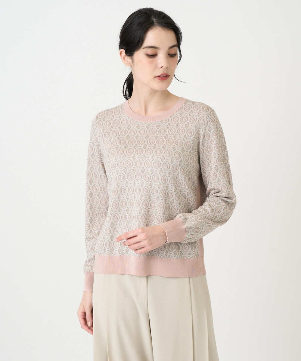 PYFEE13330 CHRISTIAN AUJARD(小さいサイズ)(メゾン ドゥ サンク) ジオメトリックジャガードニットプルオーバー ピンク