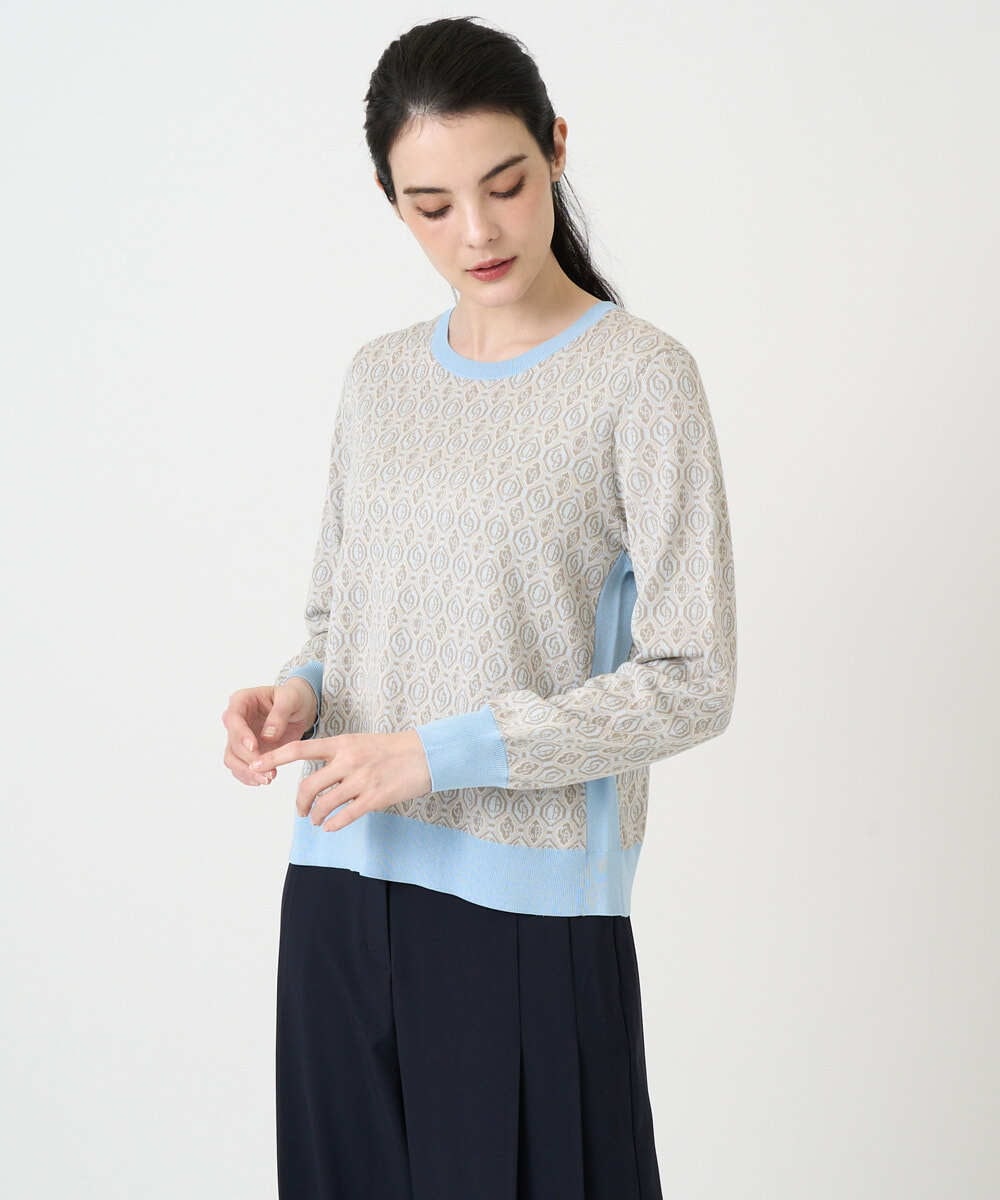 PYFEE13330 CHRISTIAN AUJARD(小さいサイズ)(メゾン ドゥ サンク) ジオメトリックジャガードニットプルオーバー ピンク