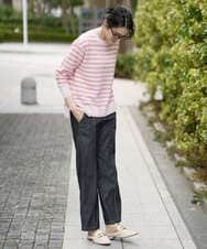 PYFEE20360 CHRISTIAN AUJARD(小さいサイズ)(メゾン ドゥ サンク) タックボーダーニットプルオーバー ピンク