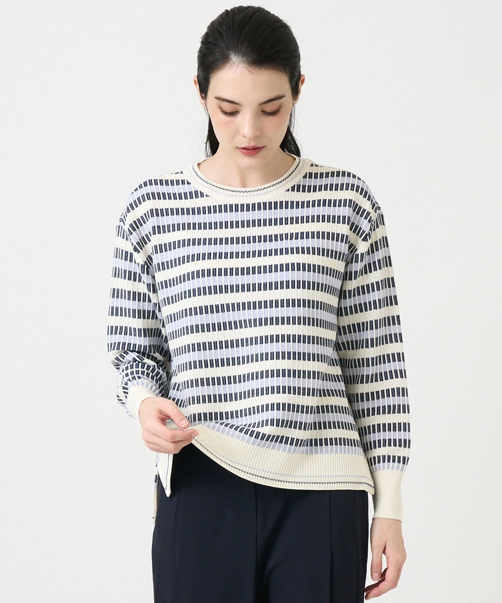 PYFEE20360 CHRISTIAN AUJARD(小さいサイズ)(メゾン ドゥ サンク) タックボーダーニットプルオーバー ピンク