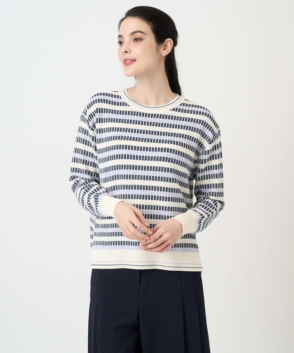 PYFEE20360 CHRISTIAN AUJARD(小さいサイズ)(メゾン ドゥ サンク) タックボーダーニットプルオーバー ピンク