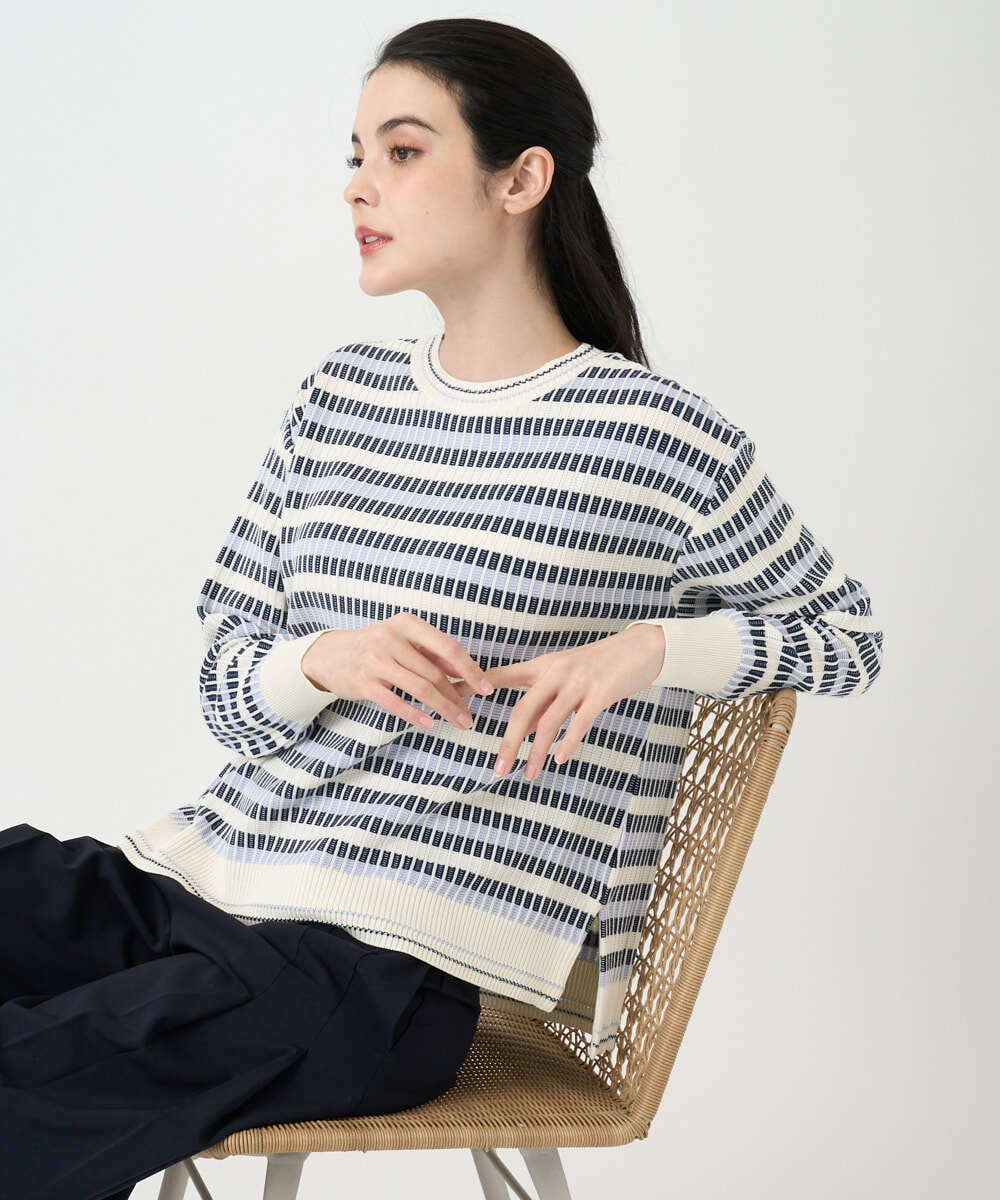 PYFEE20360 CHRISTIAN AUJARD(小さいサイズ)(メゾン ドゥ サンク) タックボーダーニットプルオーバー ピンク