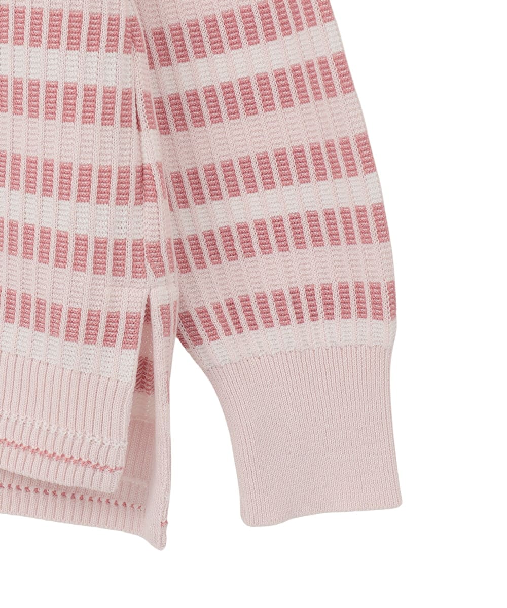 PYFEE20360 CHRISTIAN AUJARD(小さいサイズ)(メゾン ドゥ サンク) タックボーダーニットプルオーバー ピンク