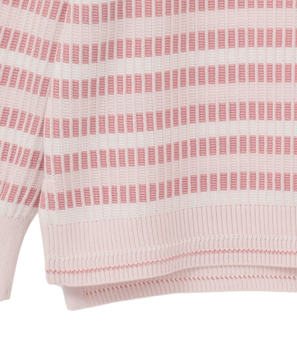 PYFEE20360 CHRISTIAN AUJARD(小さいサイズ)(メゾン ドゥ サンク) タックボーダーニットプルオーバー ピンク