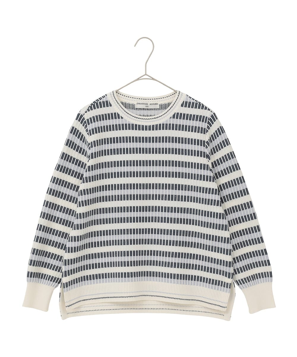 PYFEE20360 CHRISTIAN AUJARD(小さいサイズ)(メゾン ドゥ サンク) タックボーダーニットプルオーバー ピンク