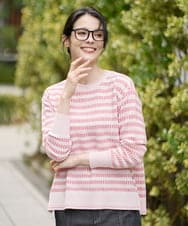 PYFEE20360 CHRISTIAN AUJARD(小さいサイズ)(メゾン ドゥ サンク) タックボーダーニットプルオーバー ピンク