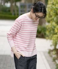 PYFEE20360 CHRISTIAN AUJARD(小さいサイズ)(メゾン ドゥ サンク) タックボーダーニットプルオーバー ピンク