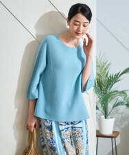 PYFGD22290 CHRISTIAN AUJARD(小さいサイズ)(メゾン ドゥ サンク) リネンライクホールガーメントニット ライトブルー