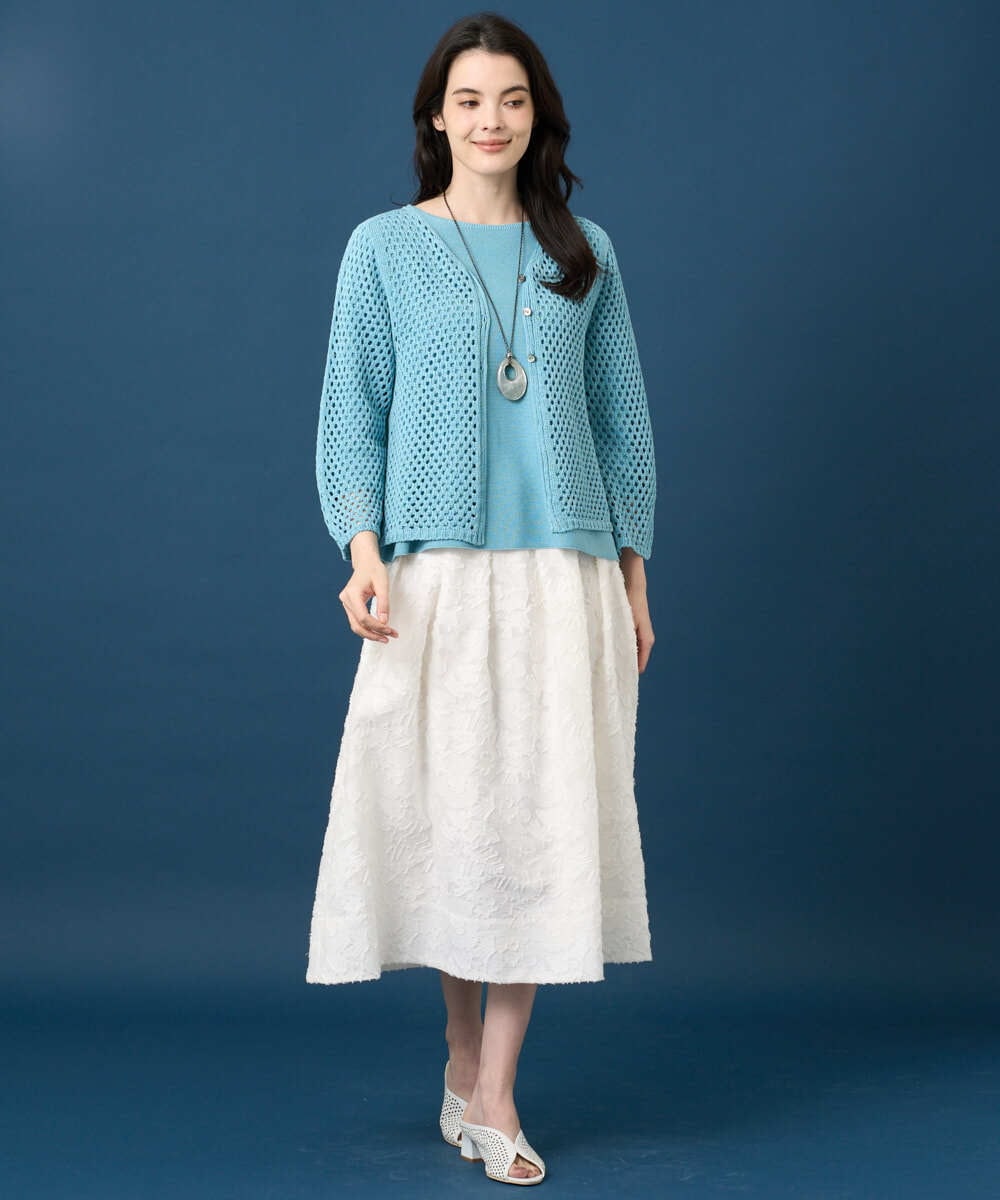 PYFGD22290 CHRISTIAN AUJARD(小さいサイズ)(メゾン ドゥ サンク) リネンライクホールガーメントニット ライトブルー