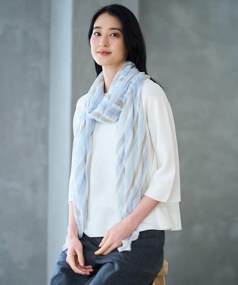 PYFGD22290 CHRISTIAN AUJARD(小さいサイズ)(メゾン ドゥ サンク) リネンライクホールガーメントニット ライトブルー