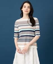 PYFGD27270 CHRISTIAN AUJARD(小さいサイズ)(メゾン ドゥ サンク) マルチボーダーニットプルオーバー ピンク系