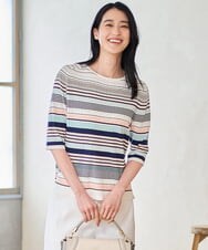 PYFGD27270 CHRISTIAN AUJARD(小さいサイズ)(メゾン ドゥ サンク) マルチボーダーニットプルオーバー ピンク系