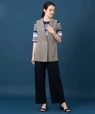 PYFGD27270 CHRISTIAN AUJARD(小さいサイズ)(メゾン ドゥ サンク) マルチボーダーニットプルオーバー ピンク系