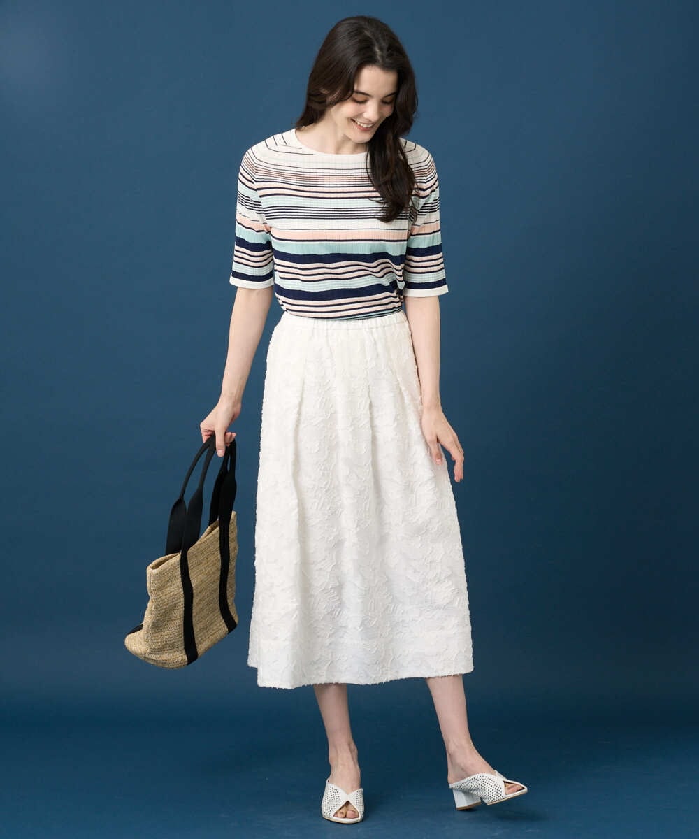 PYFGD27270 CHRISTIAN AUJARD(小さいサイズ)(メゾン ドゥ サンク) マルチボーダーニットプルオーバー ピンク系