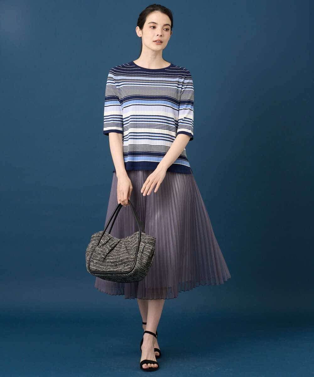 PYFGD27270 CHRISTIAN AUJARD(小さいサイズ)(メゾン ドゥ サンク) マルチボーダーニットプルオーバー ピンク系