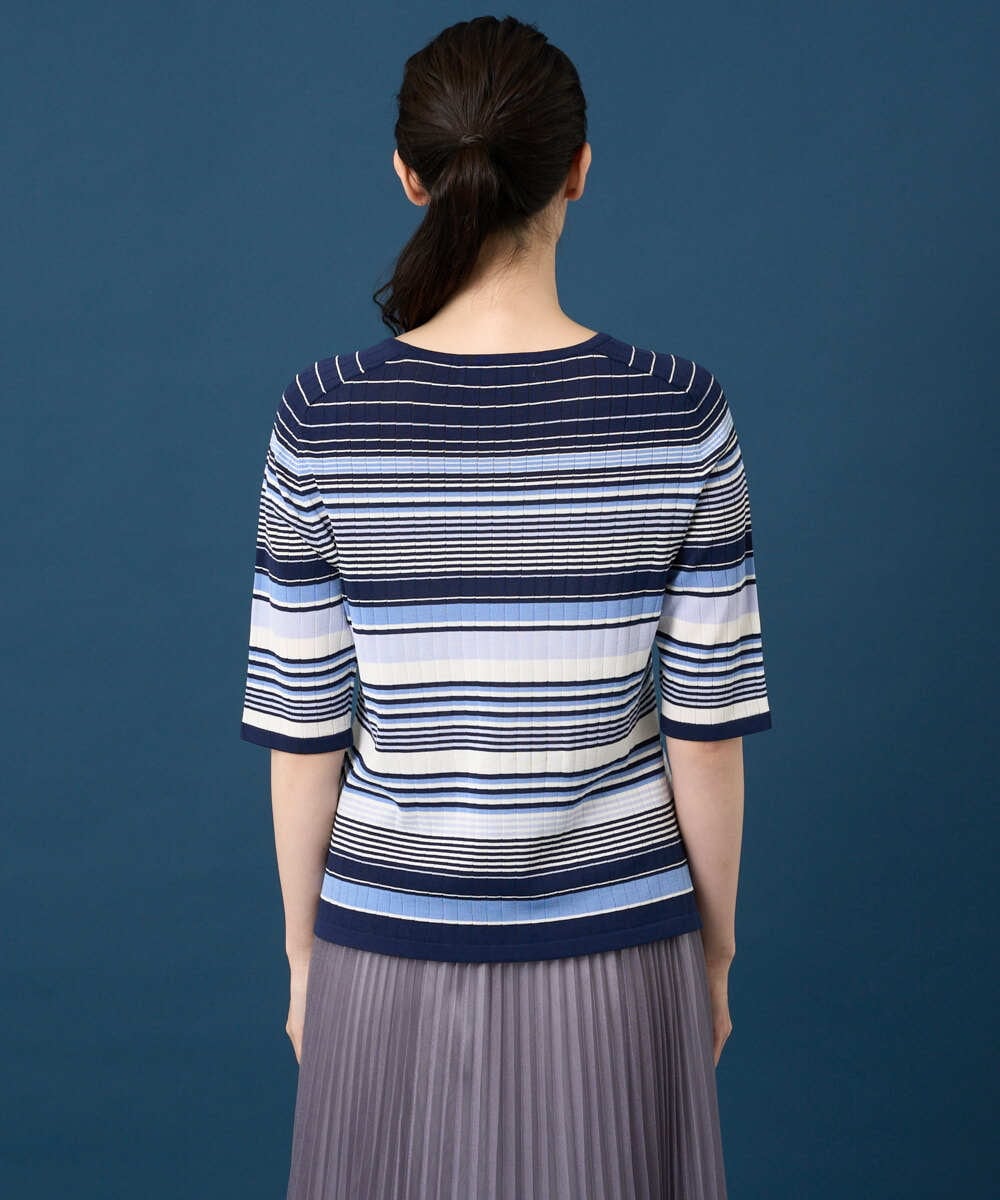 PYFGD27270 CHRISTIAN AUJARD(小さいサイズ)(メゾン ドゥ サンク) マルチボーダーニットプルオーバー ピンク系