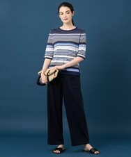 PYFGD27270 CHRISTIAN AUJARD(小さいサイズ)(メゾン ドゥ サンク) マルチボーダーニットプルオーバー ピンク系