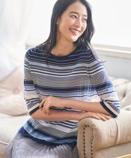 PYFGD27270 CHRISTIAN AUJARD(小さいサイズ)(メゾン ドゥ サンク) マルチボーダーニットプルオーバー ブルー系