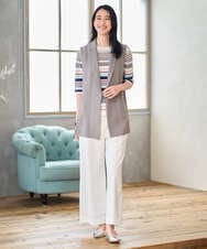 PYFGD27270 CHRISTIAN AUJARD(小さいサイズ)(メゾン ドゥ サンク) マルチボーダーニットプルオーバー ブルー系