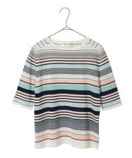 PYFGD27270 CHRISTIAN AUJARD(小さいサイズ)(メゾン ドゥ サンク) マルチボーダーニットプルオーバー ブルー系