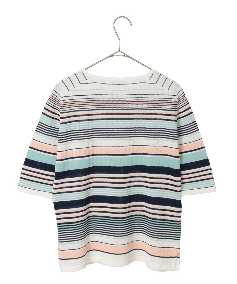 PYFGD27270 CHRISTIAN AUJARD(小さいサイズ)(メゾン ドゥ サンク) マルチボーダーニットプルオーバー ブルー系