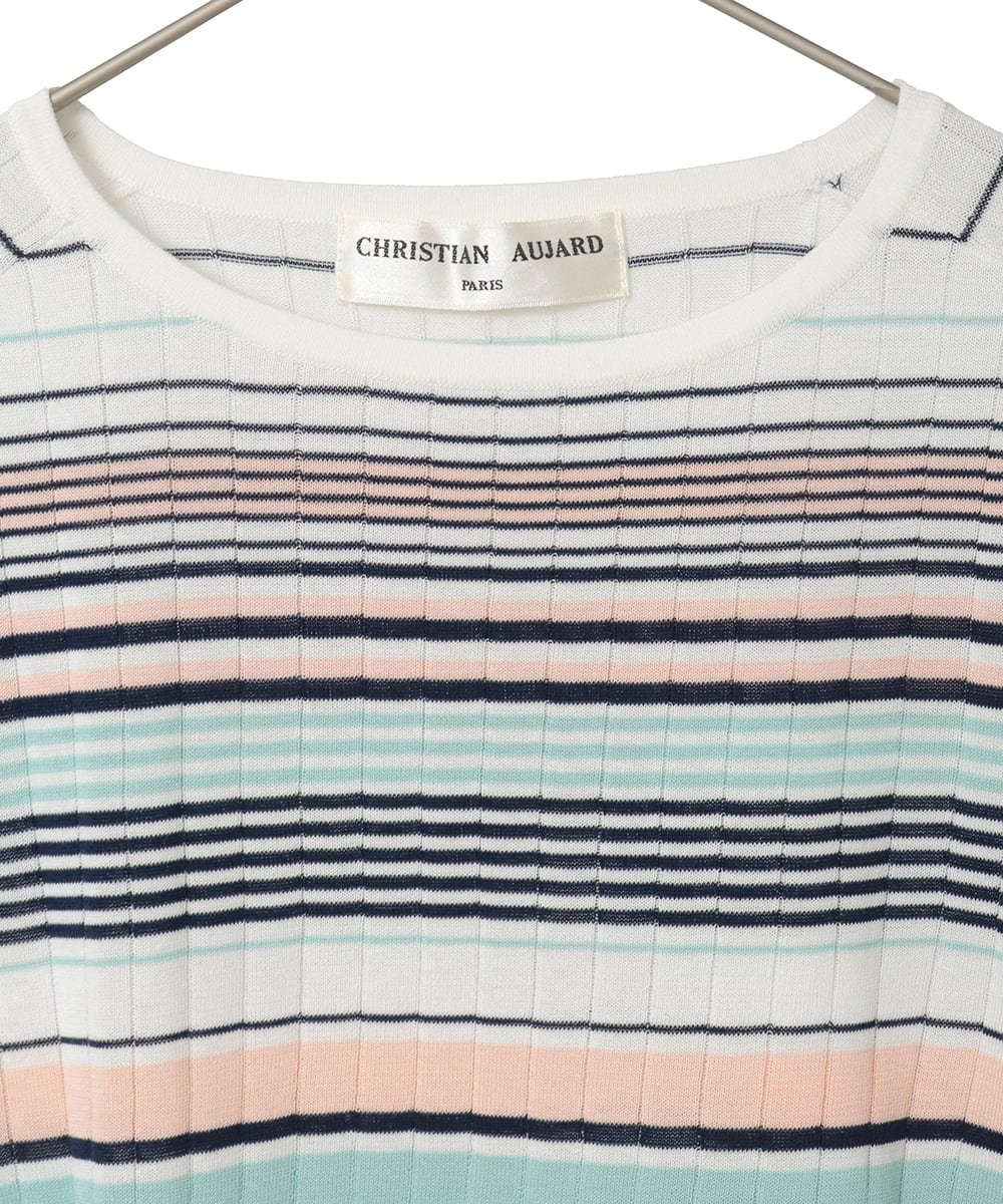 PYFGD27270 CHRISTIAN AUJARD(小さいサイズ)(メゾン ドゥ サンク) マルチボーダーニットプルオーバー ブルー系