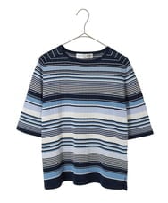 PYFGD27270 CHRISTIAN AUJARD(小さいサイズ)(メゾン ドゥ サンク) マルチボーダーニットプルオーバー ブルー系