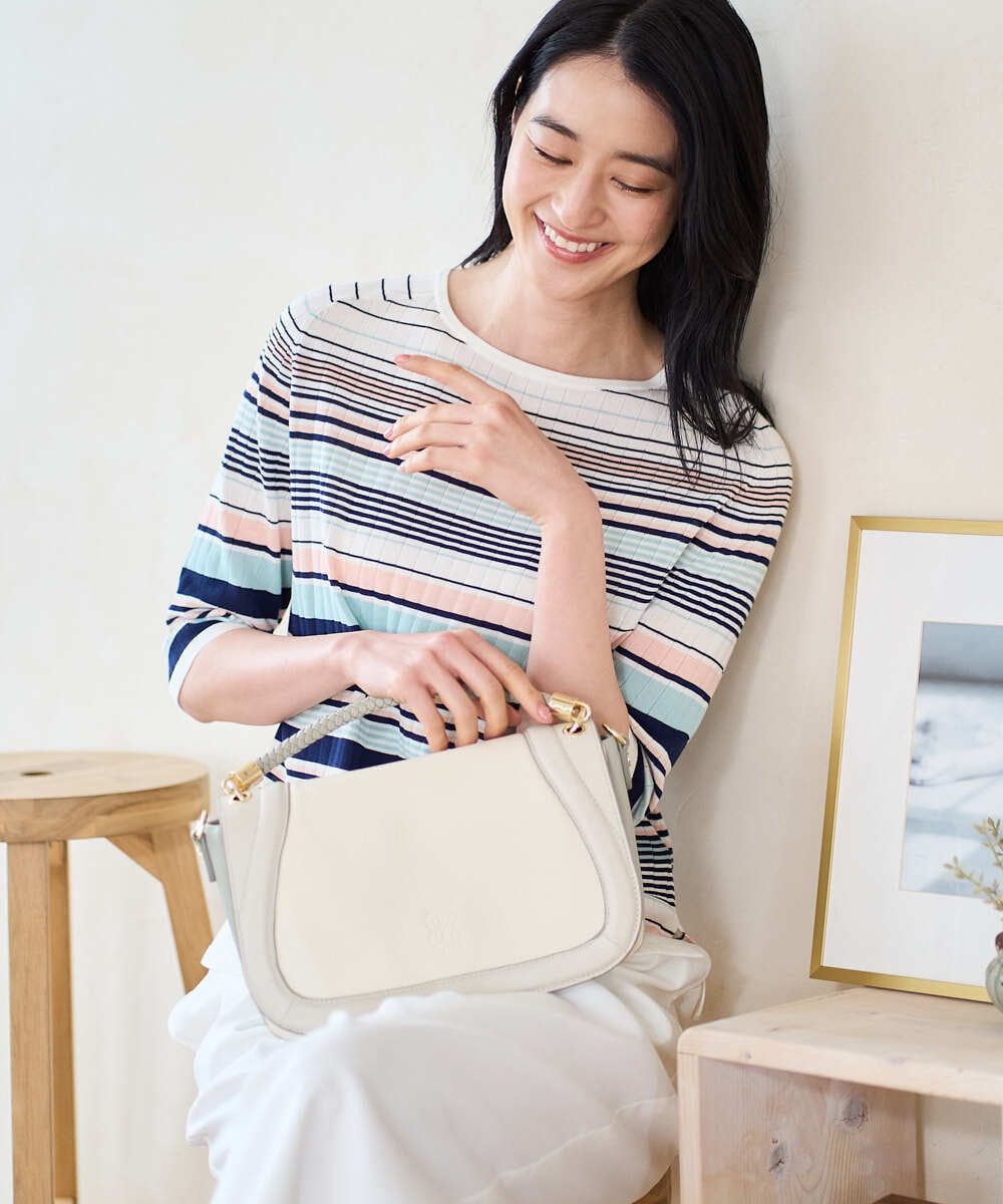 PYFGD27270 CHRISTIAN AUJARD(小さいサイズ)(メゾン ドゥ サンク) マルチボーダーニットプルオーバー ブルー系