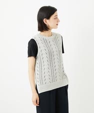 PYFHB30330 CHRISTIAN AUJARD(小さいサイズ)(メゾン ドゥ サンク) 透かし編みニットベスト ライトグレー