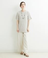 PYFHT08300 CHRISTIAN AUJARD(小さいサイズ)(メゾン ドゥ サンク) デザイン編みチュニックニット ネイビー