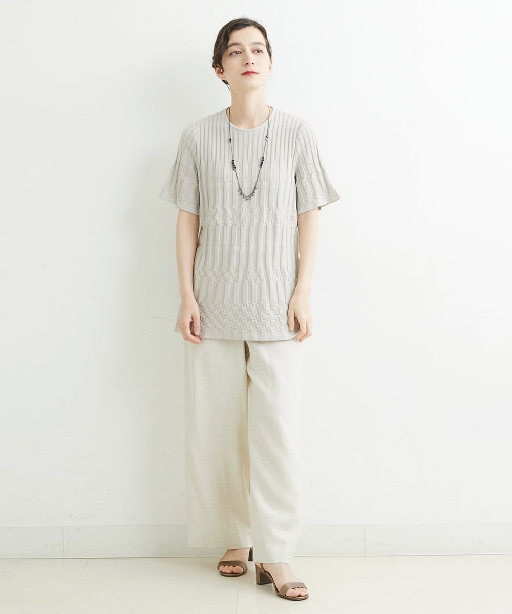 PYFHT08300 CHRISTIAN AUJARD(小さいサイズ)(メゾン ドゥ サンク) デザイン編みチュニックニット ネイビー