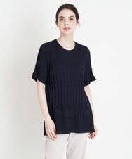 PYFHT08300 CHRISTIAN AUJARD(小さいサイズ)(メゾン ドゥ サンク) デザイン編みチュニックニット ネイビー