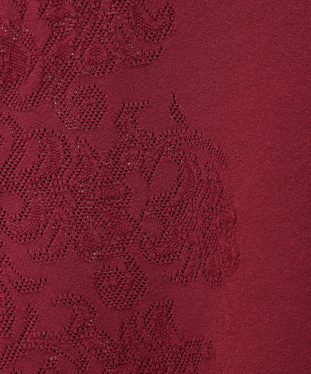 PYFJV31390 CHRISTIAN AUJARD(小さいサイズ)(メゾン ドゥ サンク) [アンサンブル対応]メッシュ柄ボウタイニット レッド
