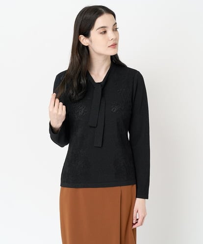 PYFJV31390 CHRISTIAN AUJARD(小さいサイズ) [アンサンブル対応]メッシュ柄ボウタイニット