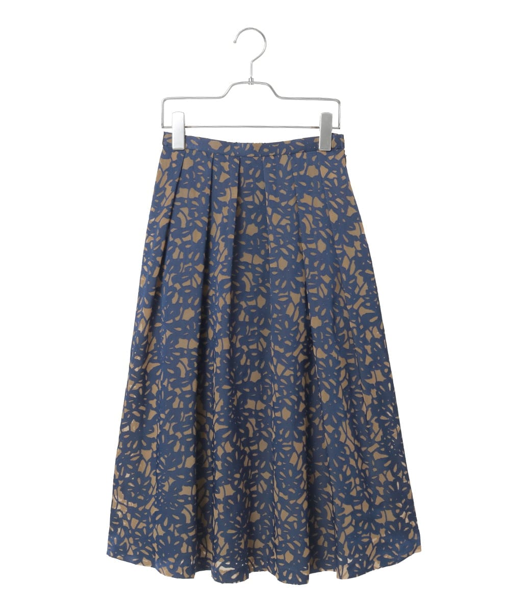 PYHAD03430 CHRISTIAN AUJARD(小さいサイズ)(メゾン ドゥ サンク) [セットアップ対応]フラワーオパールプリントスカート ネイビー×ブラウン