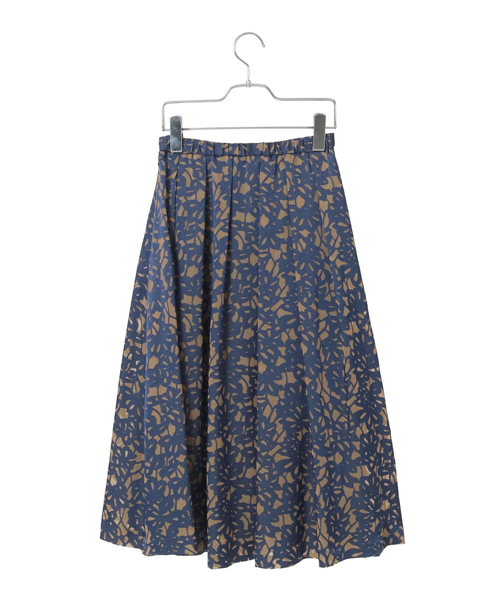 PYHAD03430 CHRISTIAN AUJARD(小さいサイズ)(メゾン ドゥ サンク) [セットアップ対応]フラワーオパールプリントスカート ネイビー×ブラウン