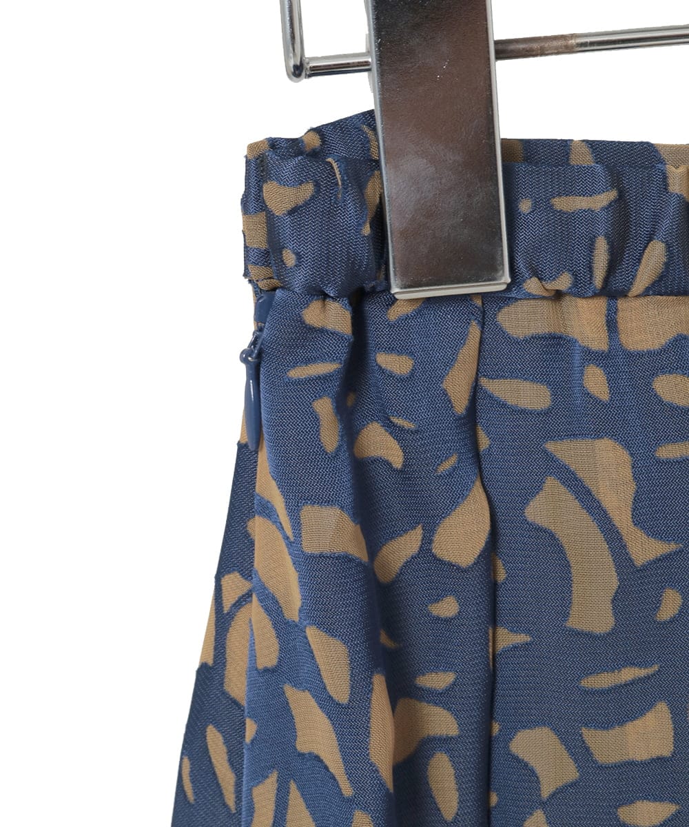 PYHAD03430 CHRISTIAN AUJARD(小さいサイズ)(メゾン ドゥ サンク) [セットアップ対応]フラワーオパールプリントスカート ネイビー×ブラウン