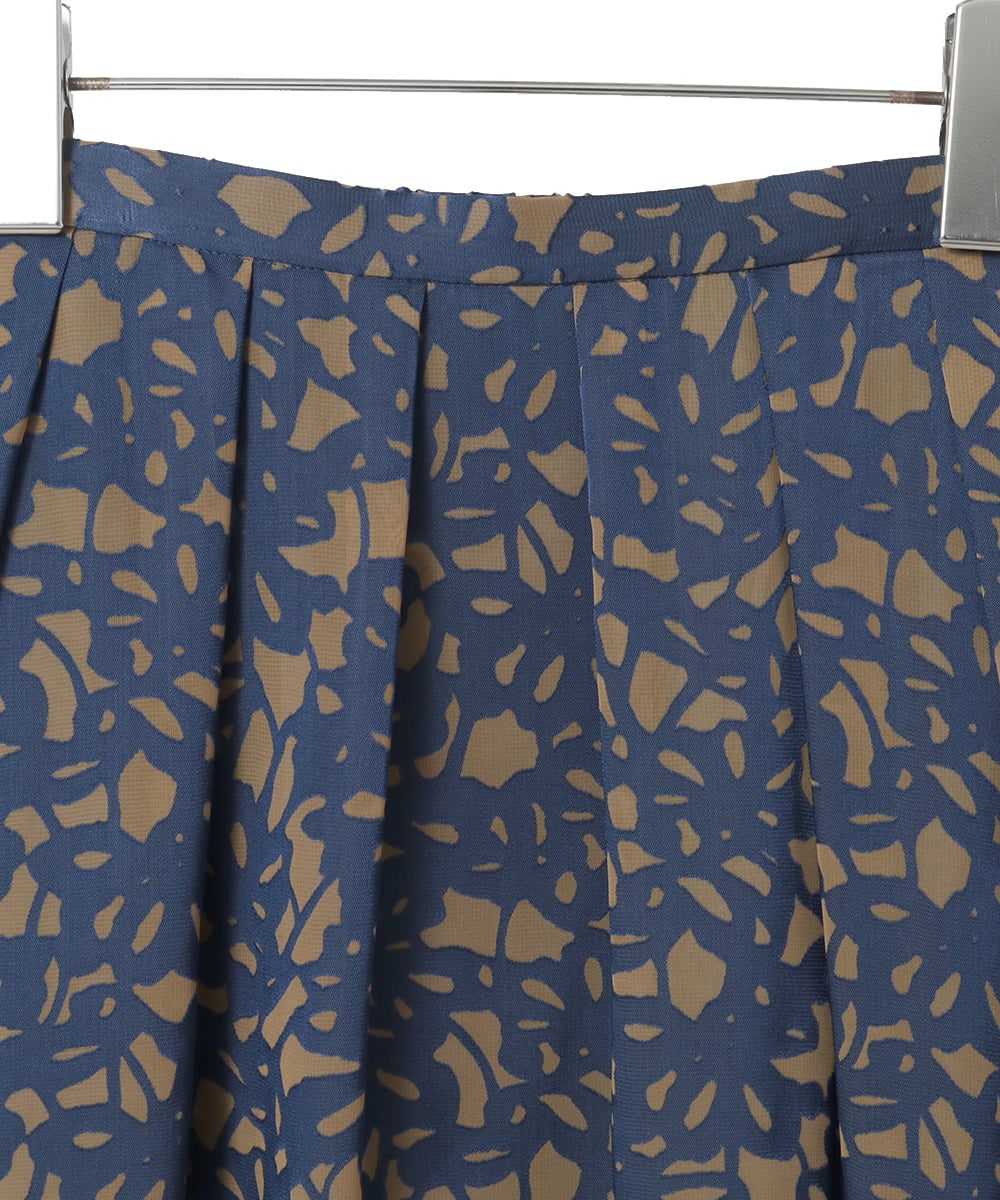 PYHAD03430 CHRISTIAN AUJARD(小さいサイズ)(メゾン ドゥ サンク) [セットアップ対応]フラワーオパールプリントスカート ネイビー×ブラウン